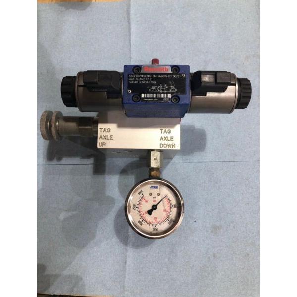 Hydraulic solenoid Semi Truck Tag Axle valve Block, Pressure Gauge 12 volt DC #2 image